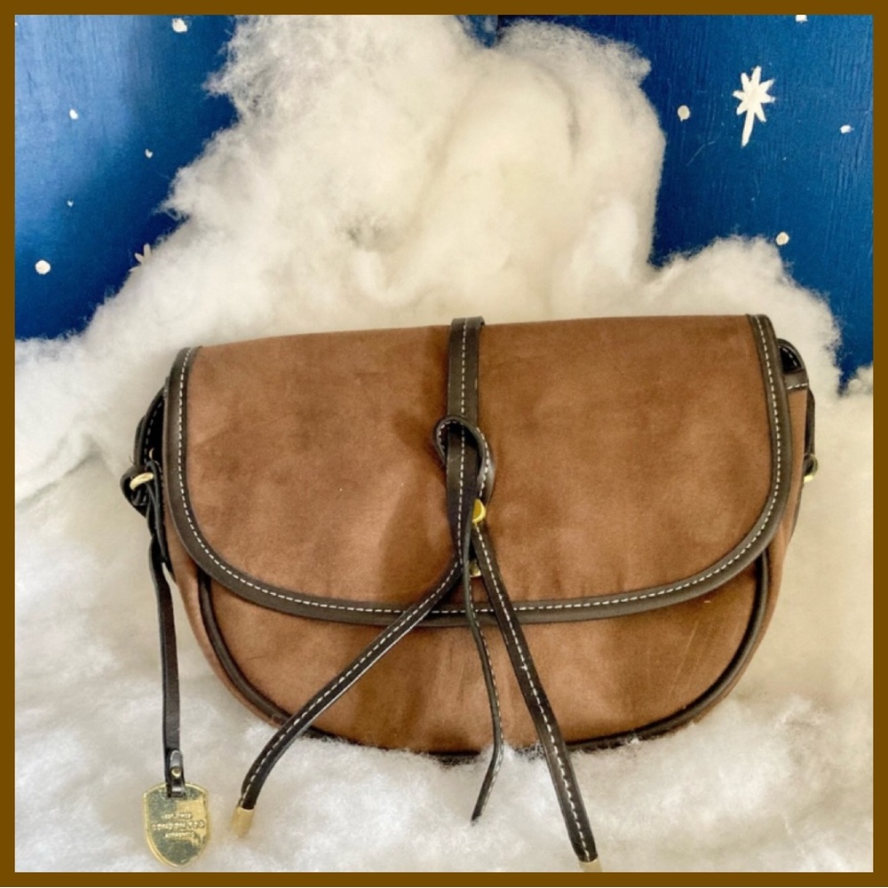London Fog brown suede crossbody bag
